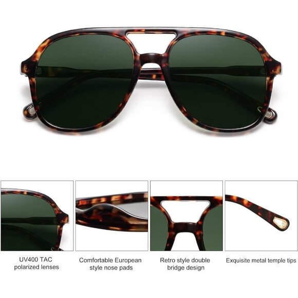 ?Sojos Retro Polarized Aviator Women Brown Classic Vintage Trendy Sunglasses